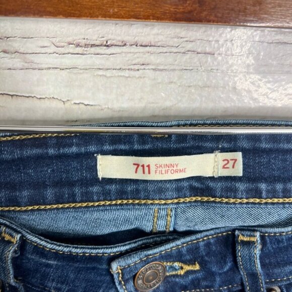 Levis 721 High Rise Skinny Womens Jeans Size 27 Blue Denim Stretch - Picture 5 of 8